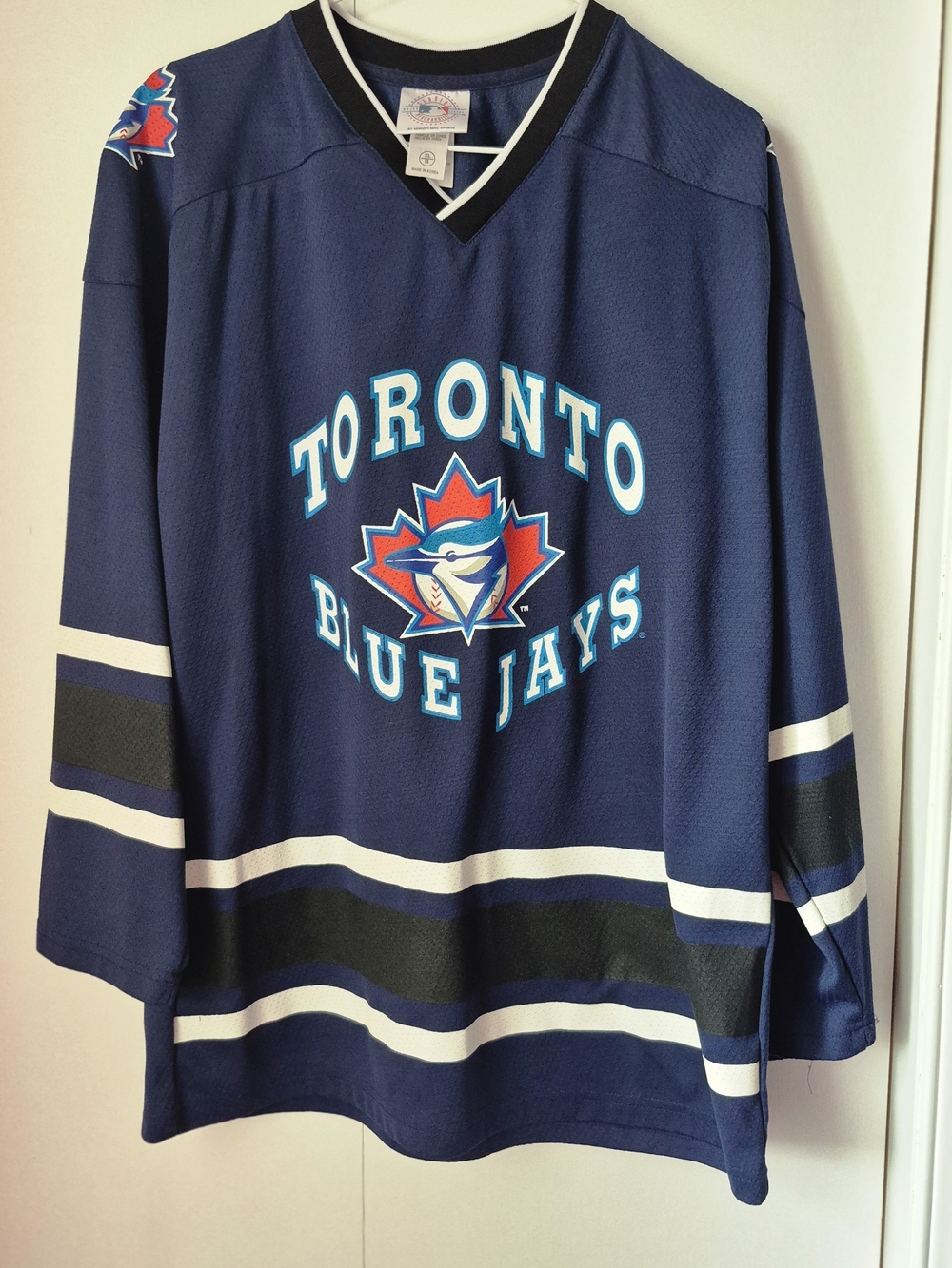 *RARE Vintage Toronto Blue Jays Navy Hockey Jersey Youth XL 18 WOMENS S/M